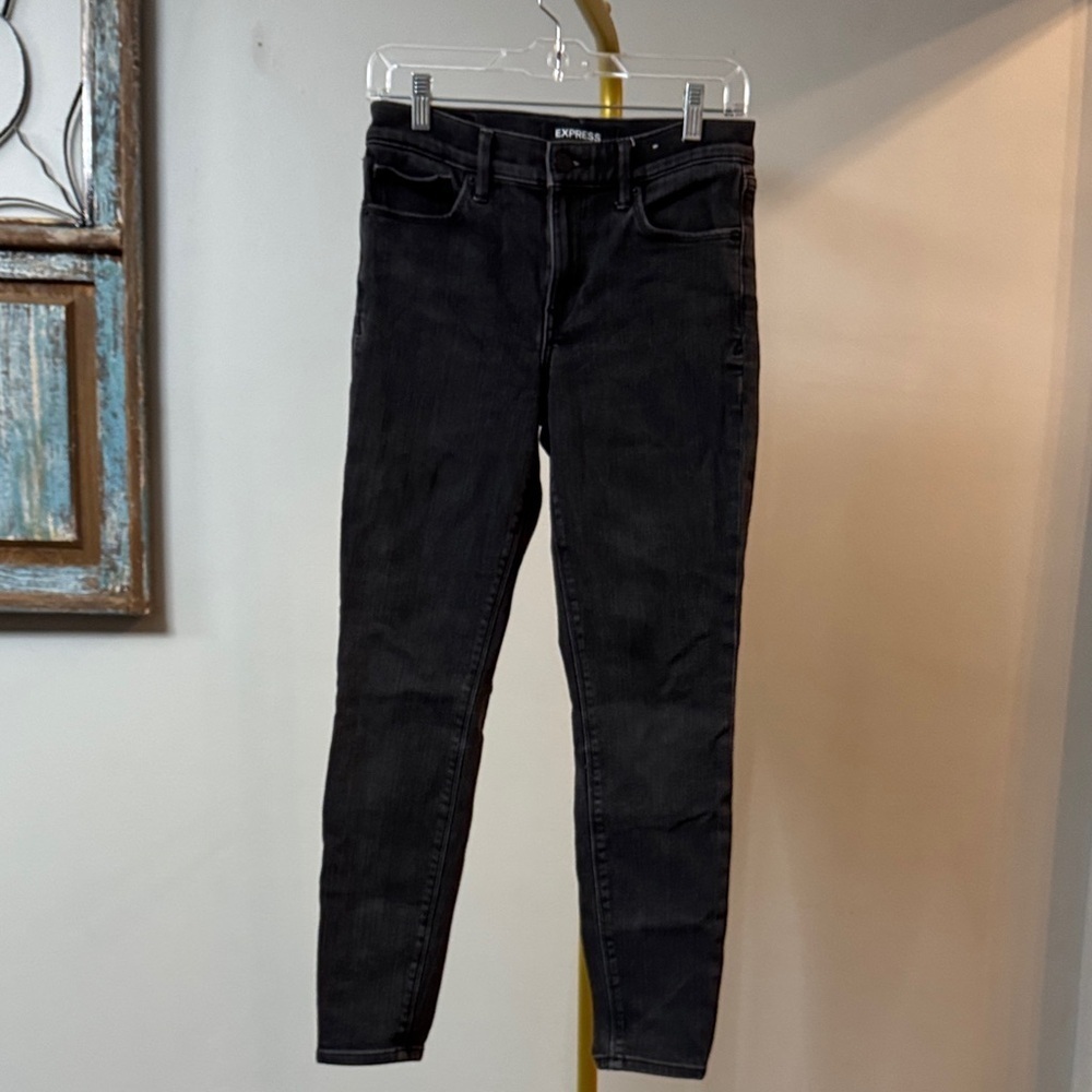 Express Women's Dark Charcoal Skinny Jeans EUC 4